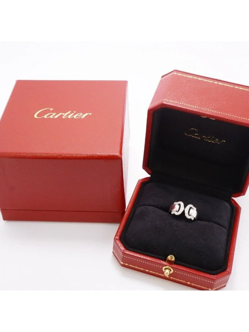 Cartier Ring 2C Boucles 18k White Gold Diamond